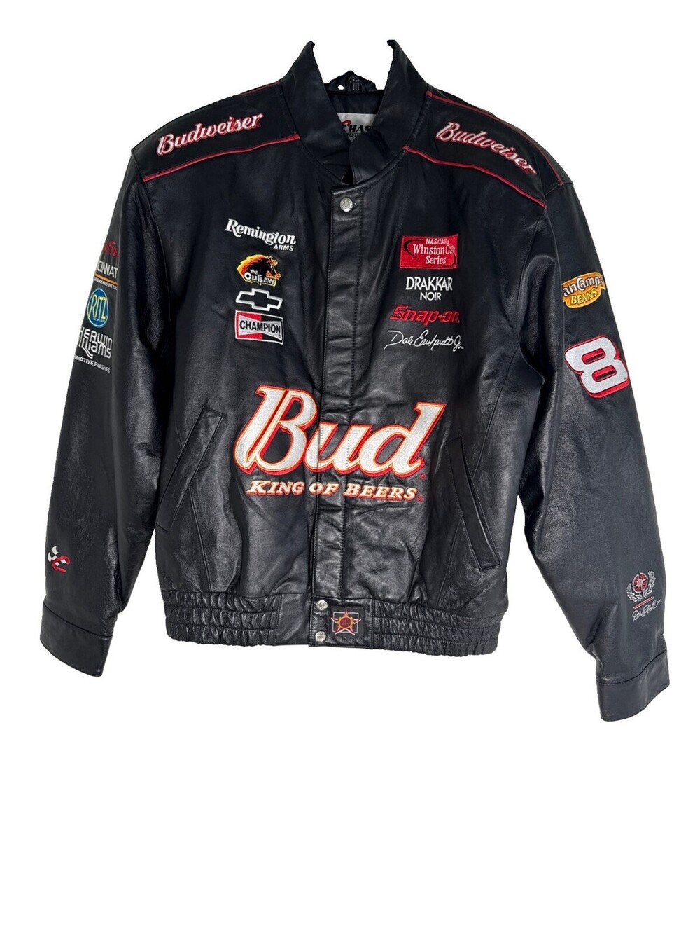 Chase Authentic Dale Earnhardt Bud King Of Beers NASCAR Jacket Black M Pre Owned